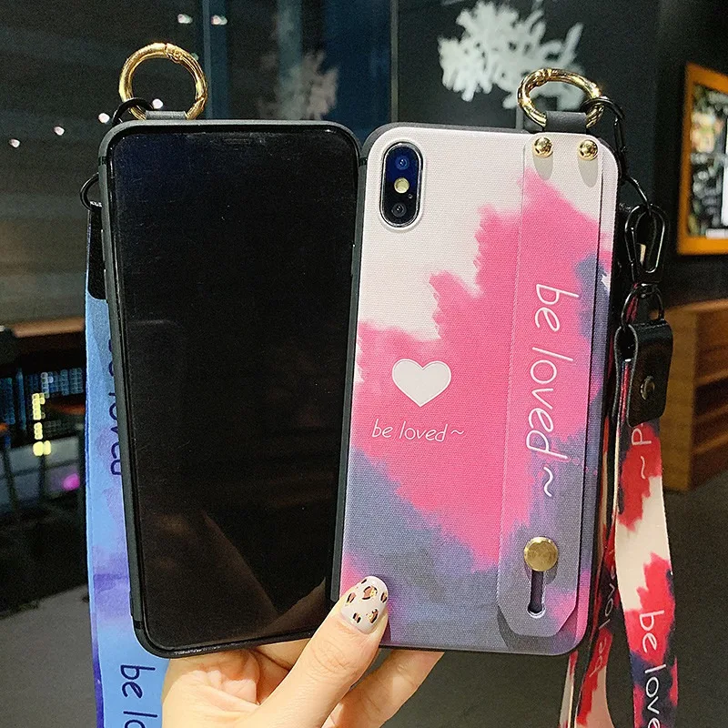 Watercolor Wrist Strap Lanyard Phone Case Holder Cover
