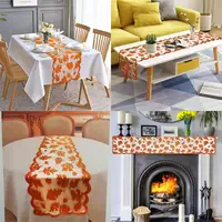 Maple Leaf Lace Table Runner Autumn Tablecloth Table Decoration For Thanksgiving Harvest Season 6