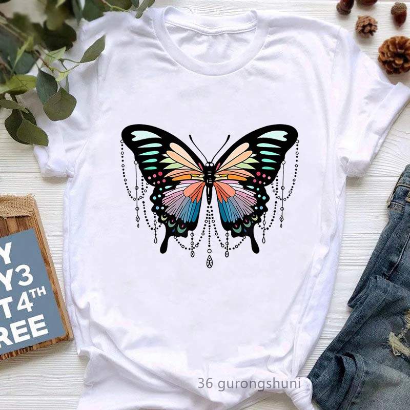 

2022 Summer Fashion Butterfly Tassel Print Tshirts Women Pug Dog T Shirt Femme Flowers Lips T-Shirt Female Harajuku Shirt Tops