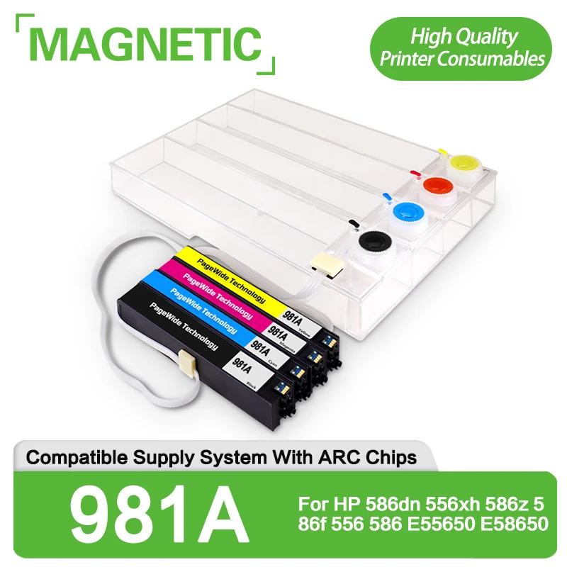

New CISS For HP 981A Continuous Ink Supply System With ARC Chips For HP 586dn 556xh 586z 586f 556 586 E55650 E58650