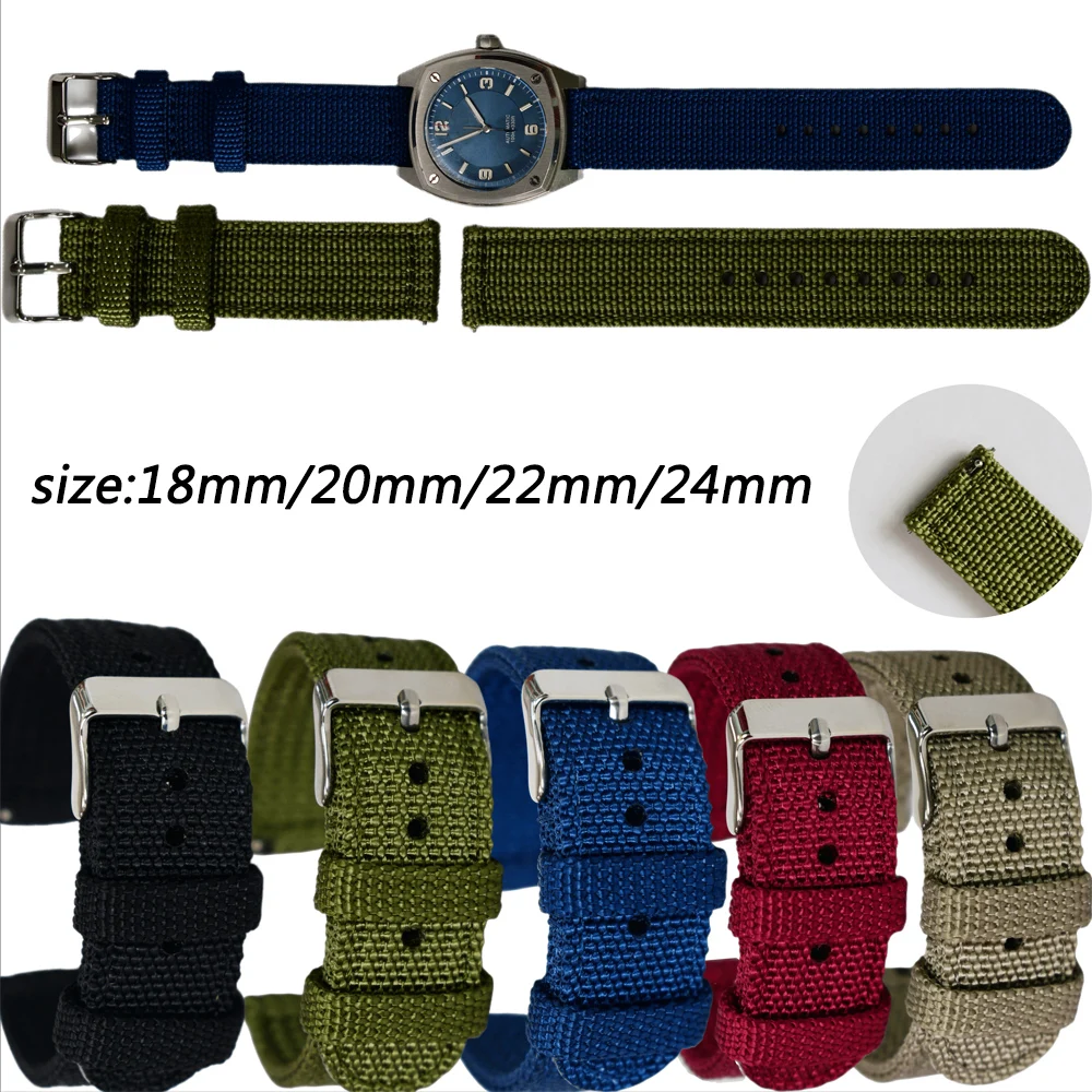 

Army Sport 18mm 20mm 22mm 24mm Waterproof Nylon Watch Band Solid Wrist Belt Sport Strap Band