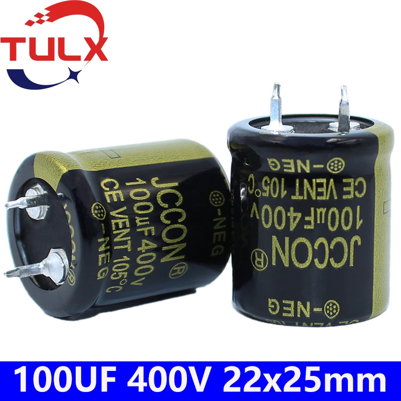 2Pcs 100UF Capacitor 100UF400V 22x25mm Inverter Capacity 400V100UF 22x25mm Electrolyte Capacitor 400V Oxygen Capacitor