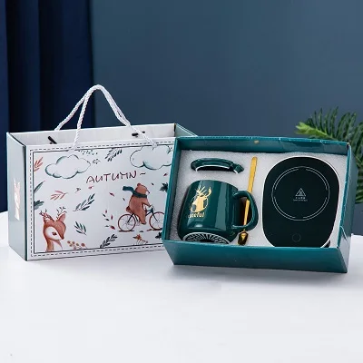 400ml inteligentny podgrzewacz pod kubek ceramiczny termostatyczne ogrzewanie kawy elektryczny zestaw kubków herbata mleczna ogrzewanie wody narzędzie do kawy