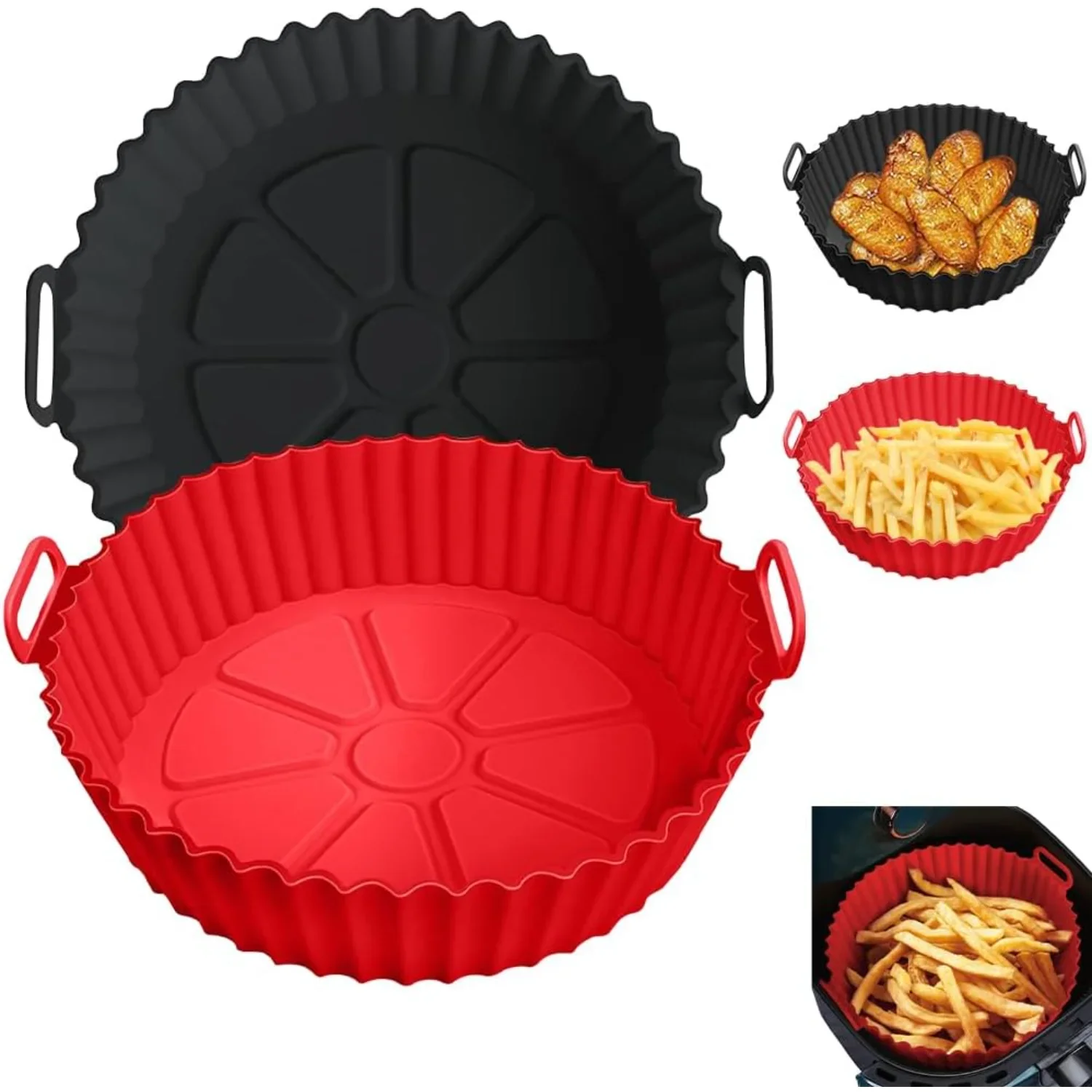 Air Fryer Silicone Liners for Air Fryer AF101 4QT AF161/AF150 5.5QT, for //PowerXL/InstantPot// 4QT, and Most 3 to 5