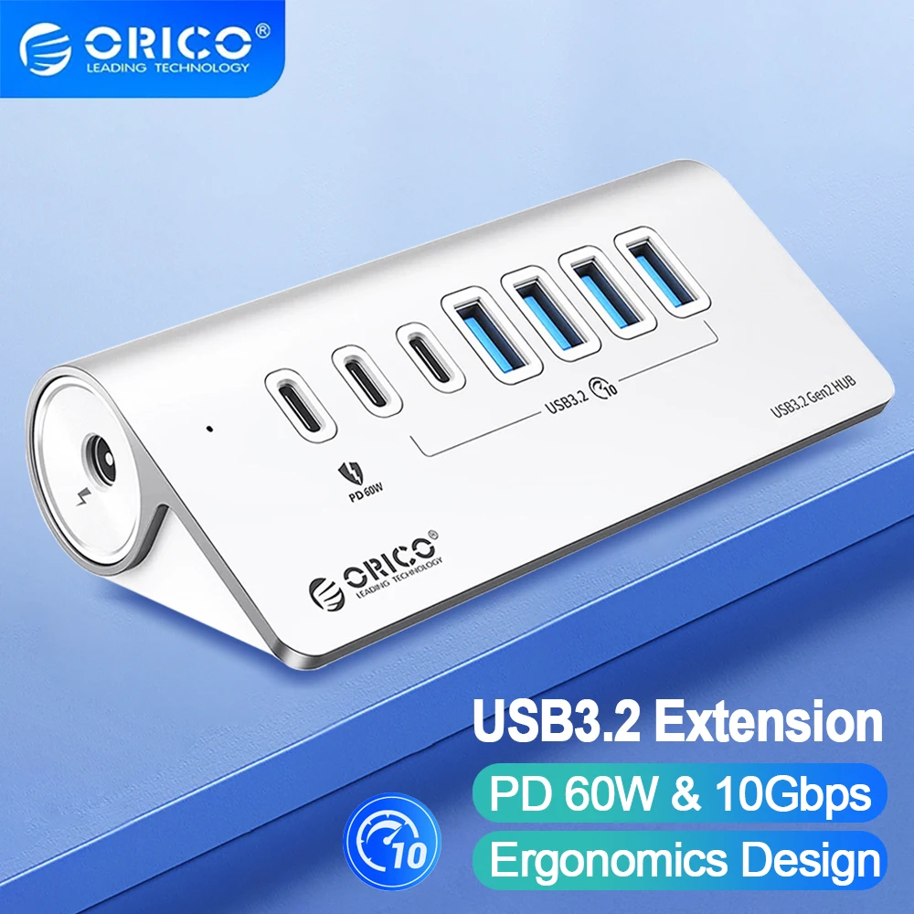 Hsthe Sea USB-Hub mit SD-TF-Kartenleser, Tisch-USB-Hub mit 2 USB 3.0-Anschlüssen, 1 USB-C