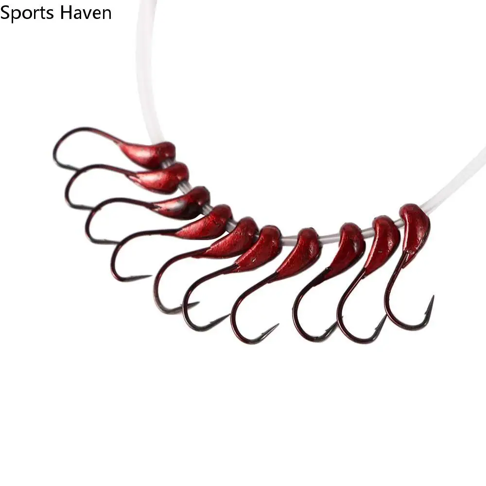 

10 PCS High Carbon Steel Overturned Jig Head 3#-6# Durable Red Worm Fishing Hooks Fishing Tackle
