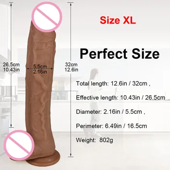 Huge Dildo Erotic Soft Double-layer Silicone Long Dildos Realistic Penis Suction Cup Dick Anal Orgasm Adult Sex Toys for Woman 5