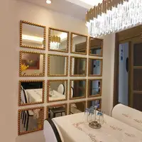 Square Spherical Wall Hanging Mirror Bedroom Decoration Three-dimensional Imitation Metal Dining Room Mirror Wall Hanging Decor 2