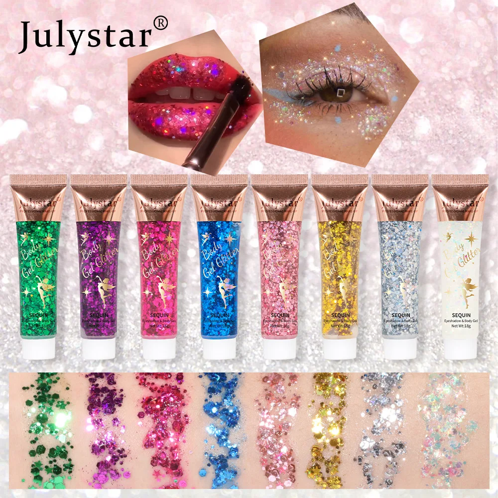 Eye Makeup Mermaid Sequins Gel Holographic Sequins Glitter Diamond Eyeshadow Makeup Festival Party Face Makeup Gel Sequins 18g 5