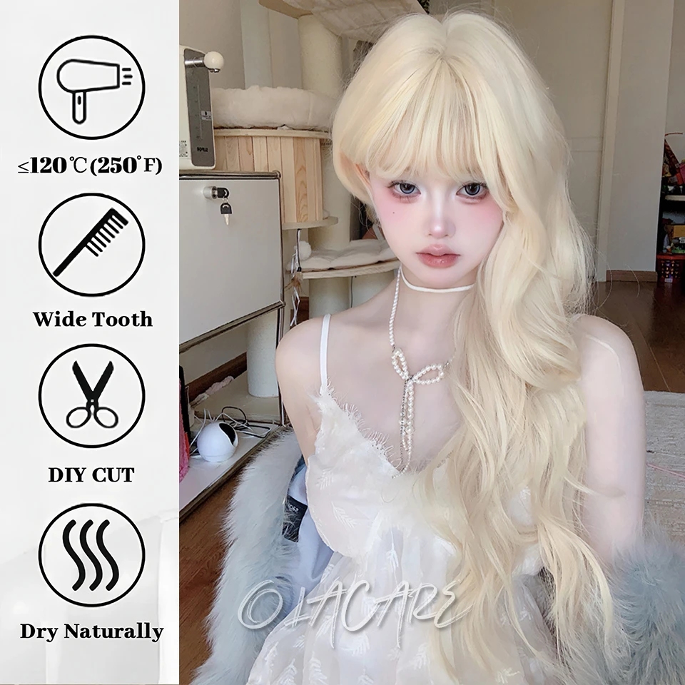 Blonde Synthetic Hair Wig for Women Daily Cosplay