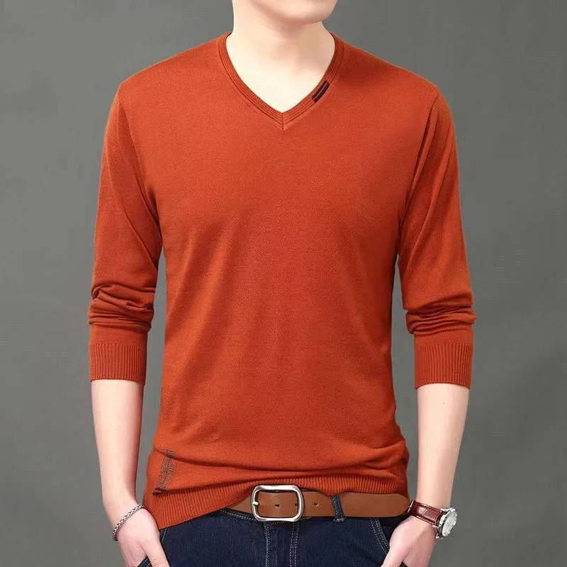 Spring Autumn New Solid Color Fashion Long Sleeve Sweater Man High Street Casual Loose Thin All-match Pullovers Comfortable Tops