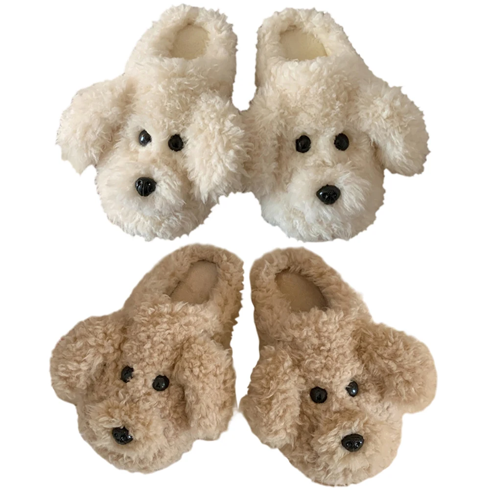 Plush Dog Slippers Fuzzy Indoor Slippers Anti Slip Plush Slip-on House Shoes Comfortable Flat Thermal for Autumn Winter