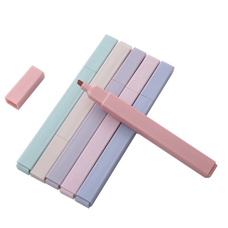 6 pz/set evidenziatore di colore pastello cancelleria Kawaii marcatore di colore materiale scolastico pennarello per studenti evidenziatore cancelleria giapponese
