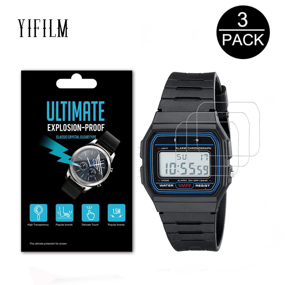 

3Pack Fashion Nano Explosion-proof Screen Protector For Casio Men's F91WM F-91WM Watch Screen Guard LCD Protection Film