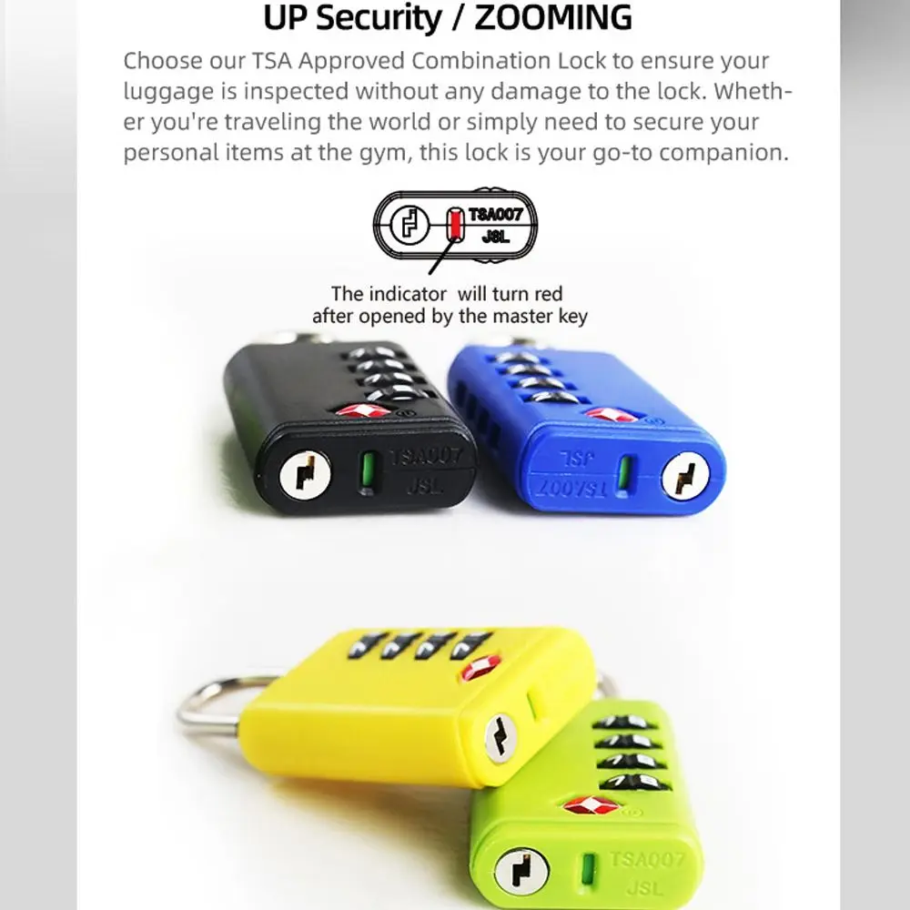 Description Picture 5 of itemPortable TSA 4 Digit Combination Lock Padlock Anti-theft Suitcase Luggage Coded Lock Security Tool Customs Password Lock Travel