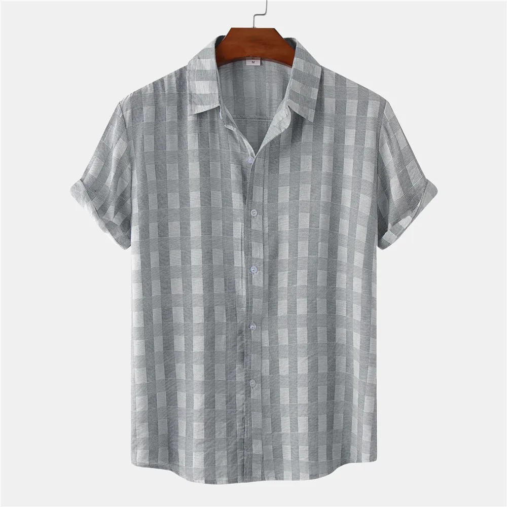 

Mens Caual Hawaiian Shirts 2023 Summer New Plaid Short Sleeve Button Down Beach Shirts Tropical Floral Shirt Men Camisa Hombre