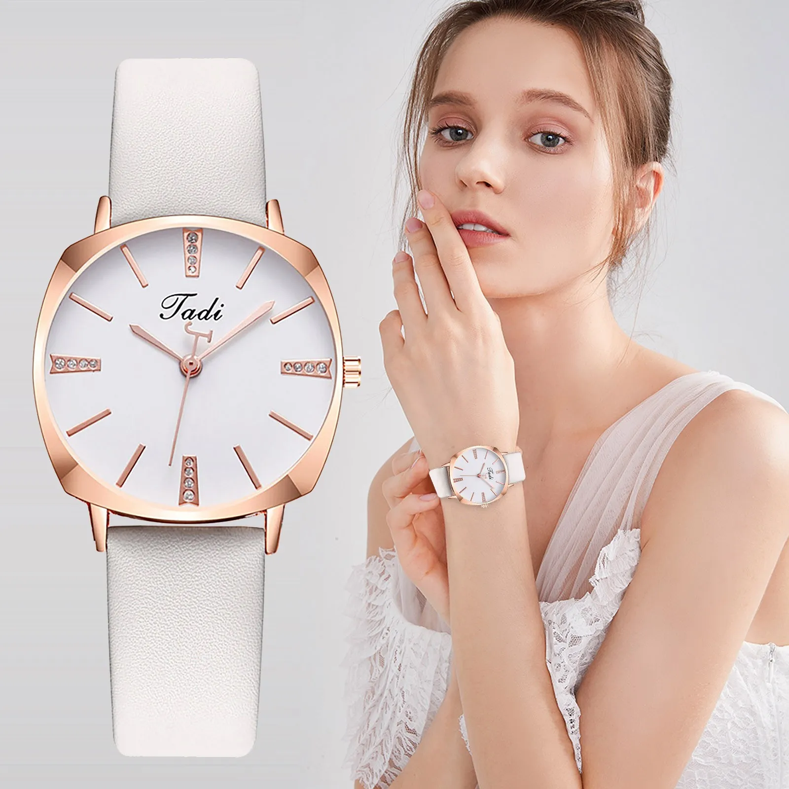 

Ladies Diamond Fashion Leather Strap Analog Quartz Round Watch Watch часы женские наручные montre femme reloj mujer 손목시계