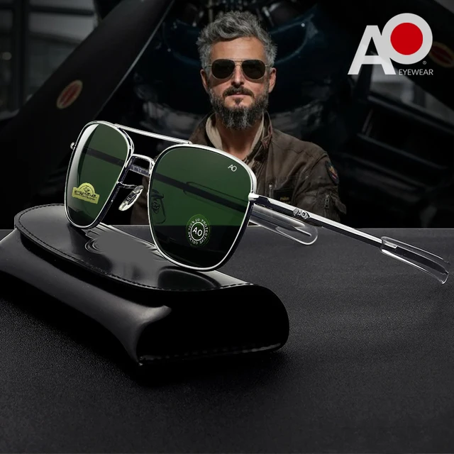 1 pièces/3 pièces pilote mode lunettes hommes Top qualité marque concepteur verre trempé lentille AO pilote mode lunettes pour femmes mâle 1