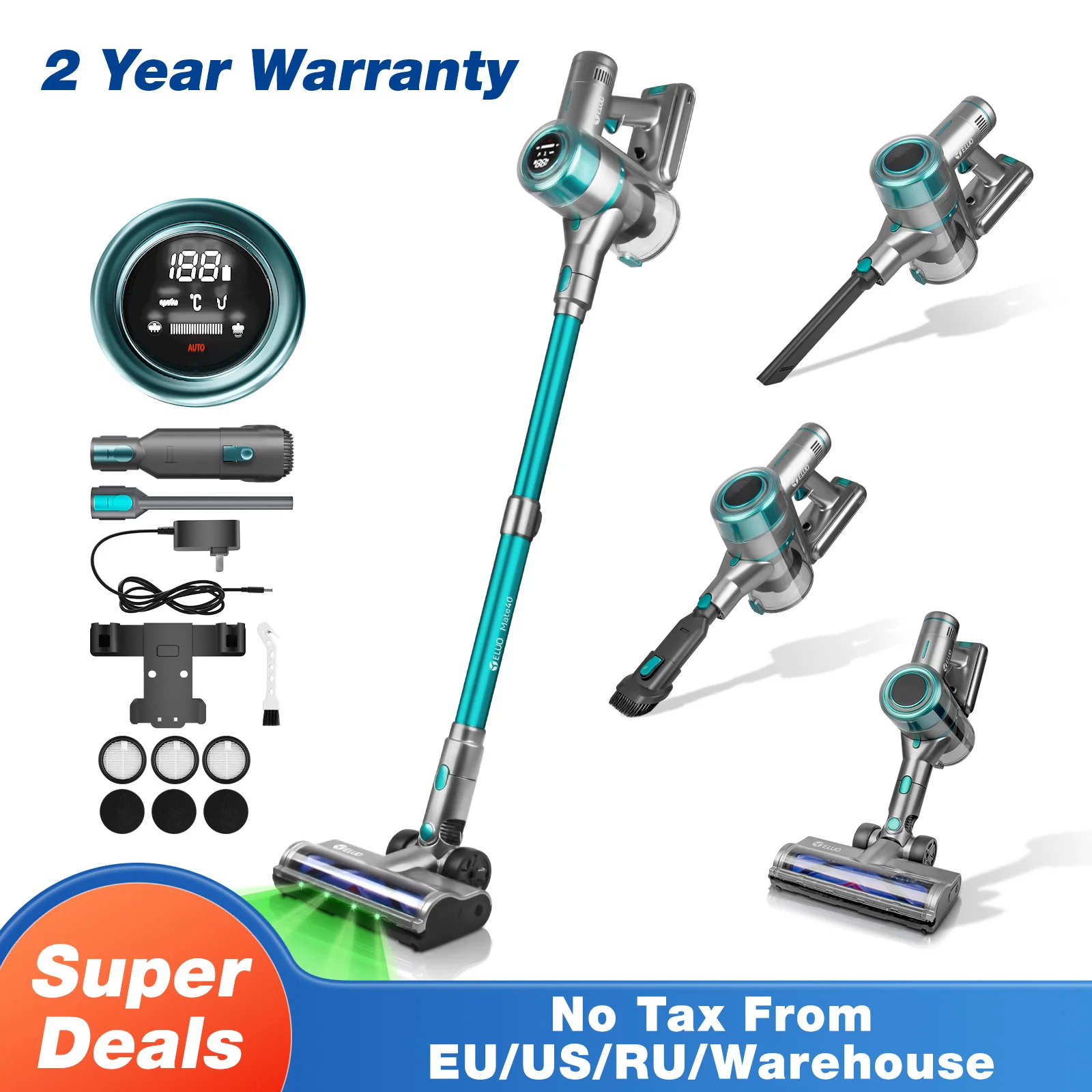 400W/≥28Kpa Cordless Vacuum Cleaner,Stick Vacuum with Touch Screen, Max 60 Mins Runtime,Wireless Vacuum Cleaners for Home,Anti- 1