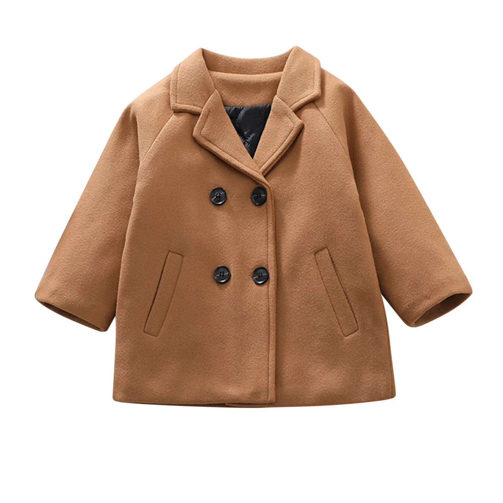 Boys Girls Coat Toddler Baby Notched Breasted Plaid Trench Wool Puff Size 10