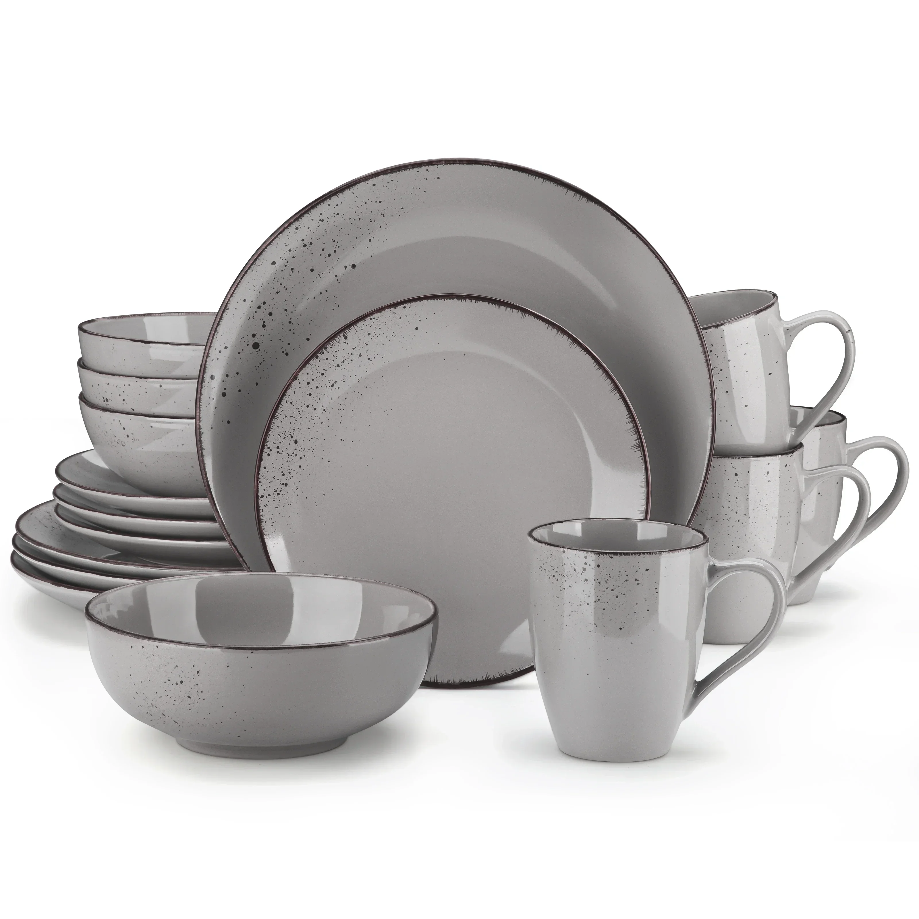 Navia Grey 16/32/48-Piece Stoneware Ceramic Dinnerware Set Dinner with Plate Dessert 800ml Plate Bowl Mug Set Tableware