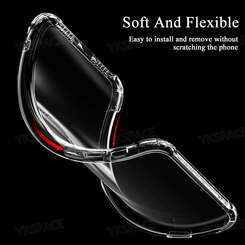 Shockproof Transparent Silicone Phone Case with 4-Corner Protection