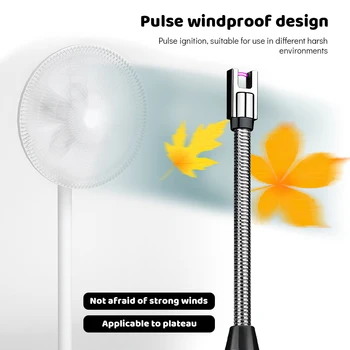 1/2/5pcs Windproof Kitchen Electric USB Lighter Candle BBQ Gas Stove Ignition Gun Camping Rechargeable Arc Flameless Lighter 4