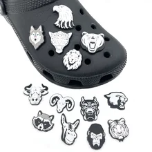 

MIX Animals PVC Shoe Charms Buckles Lion Tiger Bear Croc JIBZ Sandals Shoe Clogs Accessories Decoration Kid X-mas Party Gifts