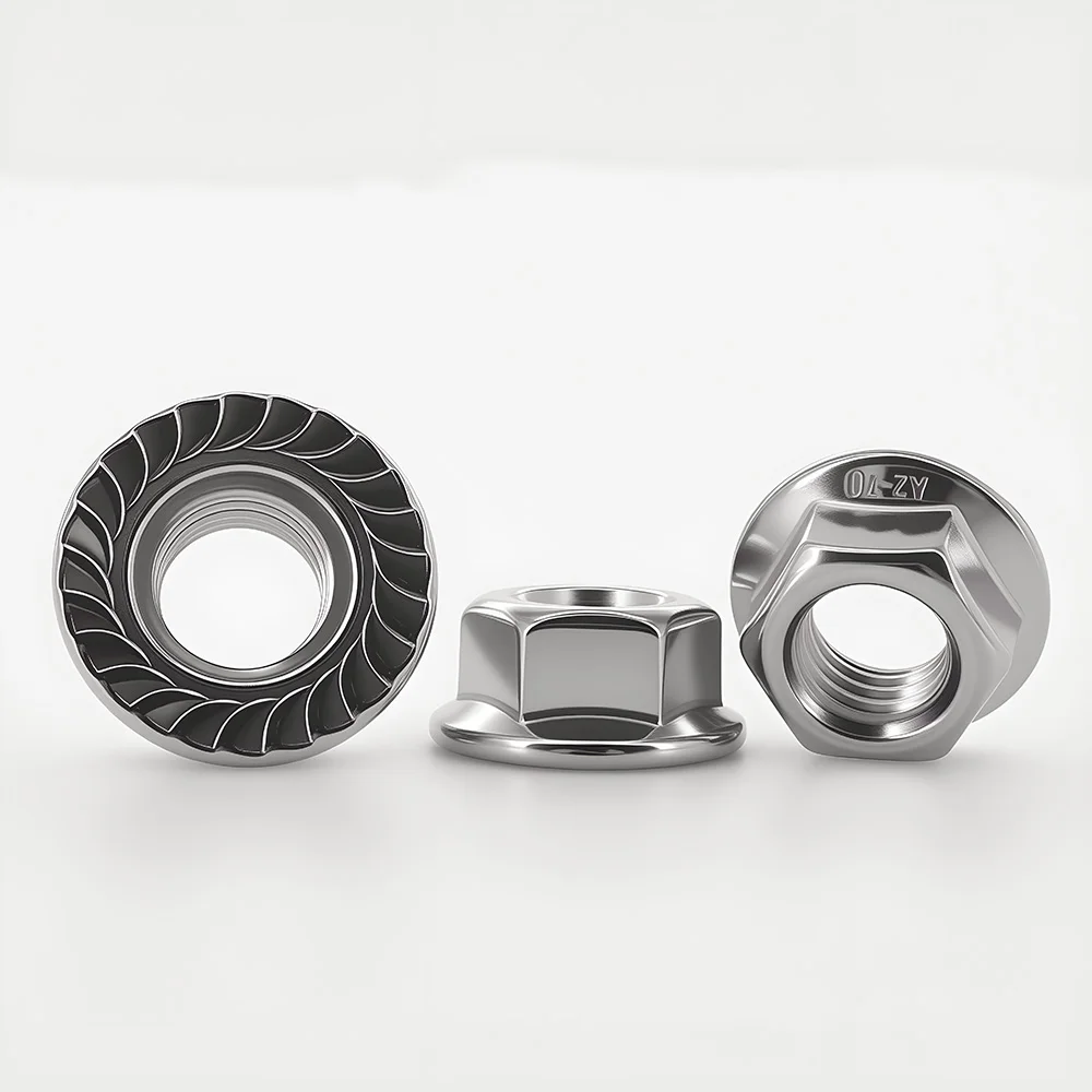 DIN6923 Hexagon Flange Nut M3 M4 M5 M6 M8 M10 M12 M14 M16 M20 Serrated Spinlock 304 Stainless Steel Lock Nut
