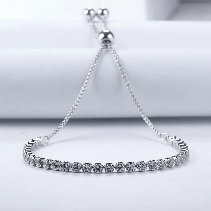 

Fashion New Fashion Round Crystal Cubic Zircon Tennis Bacelets For Women Box Chain Pulseras Mujer Jewelry B-141