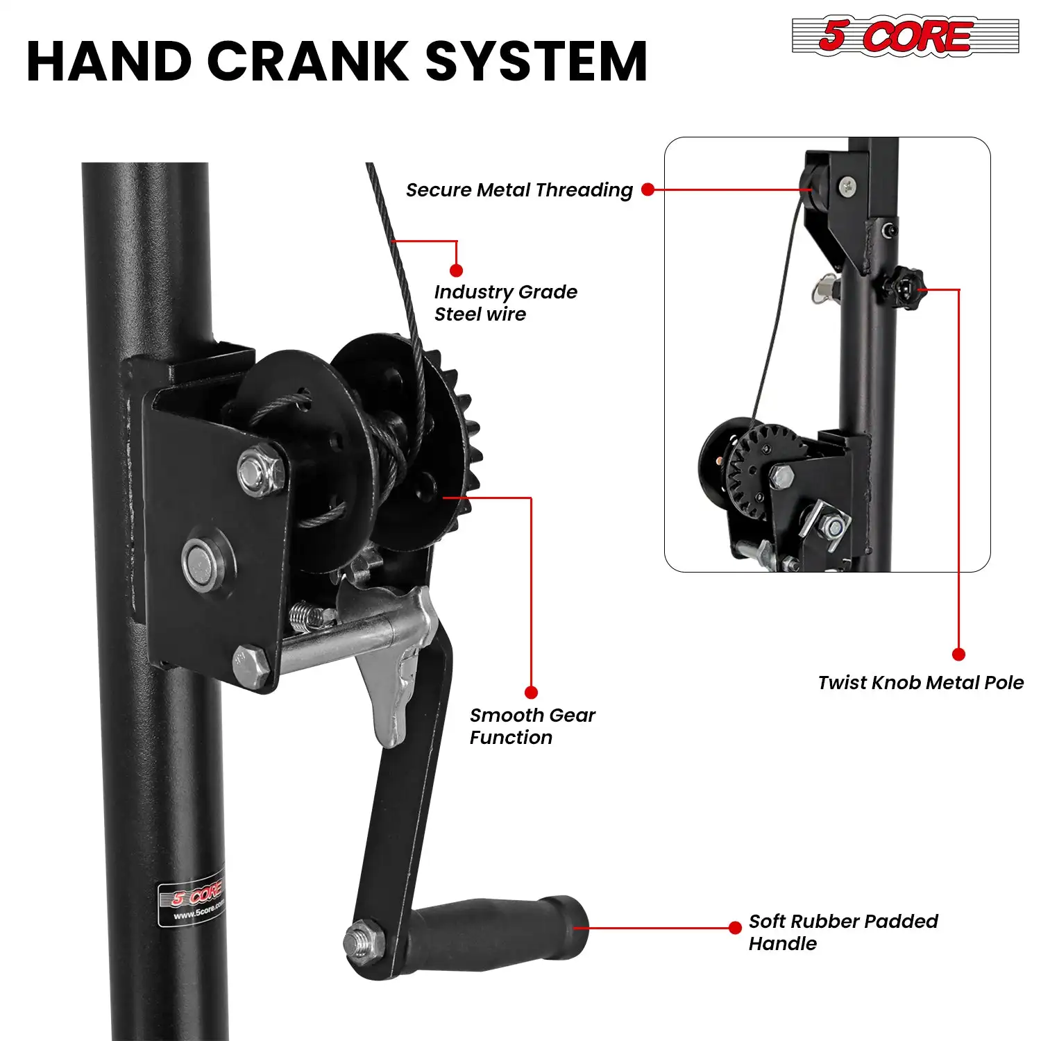 5 Core DJ Light Stand Stage Hand Crank Lighting Truss System LS 120 CRANK 2PCS
