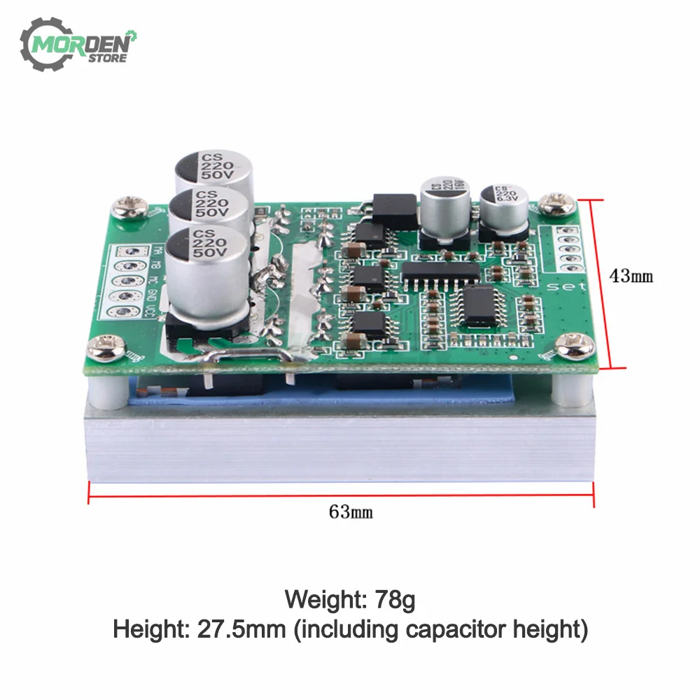 500W 15A DC 12-36V Brushless Hall Free Motor Driver Board High Power Motor Foward Reverse Speed Controller Power Supply motor speed controller