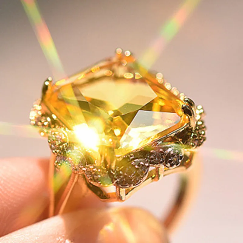 Trendy Square Crystal Zircon Engagement Ring For Women