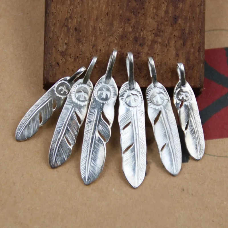 The latest engraved genuine BOCAI little feather Pendant s925 Silver handmade accessories