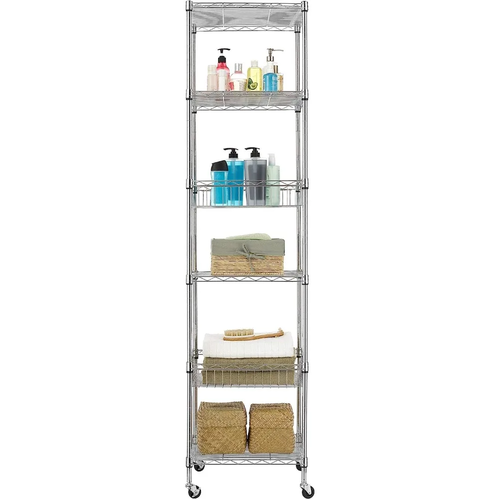 Chrome 6-Tier Bath Storage Shelving Unit