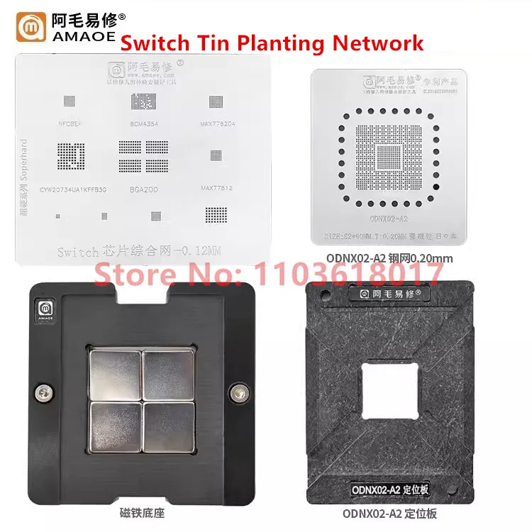 Odnx02-A2 Muslimb Bga Stencil Per Nintendo Switch Ic Pin Solder Tin Plant Net Welding Template Amaoe Stencil Square Hole