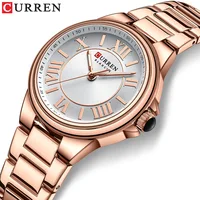 CURREN 9091 Women's Quartz Watch Fashion Simple Elegant Rose Gold Analog Display Steel Strap  Wristwatch for Ladies Clock Gift 1