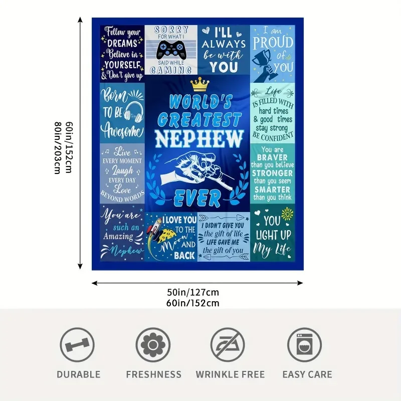 My Nephew Blanket From Aunt Uncle Blanket for Nephew, Nephew Gifts From Uncle Idea Gifts Soft Flannel Throw Blanket 80"x 60" 4
