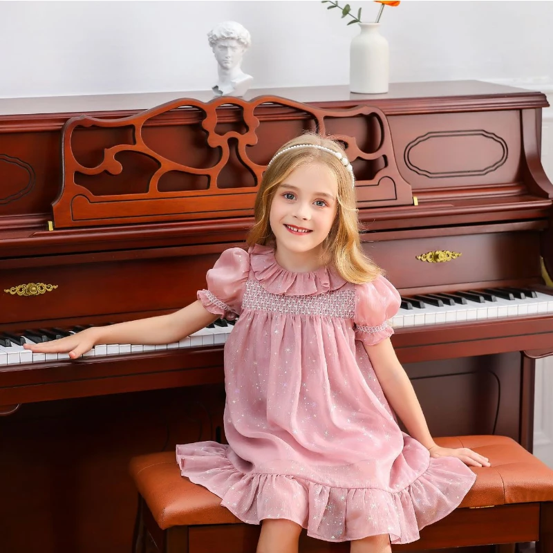 

Puff Sleeve Starlight Chiffon Dress 2022 Summer New Girls One-year-old Anniversary Super Beautiful Temperament Princess Dress