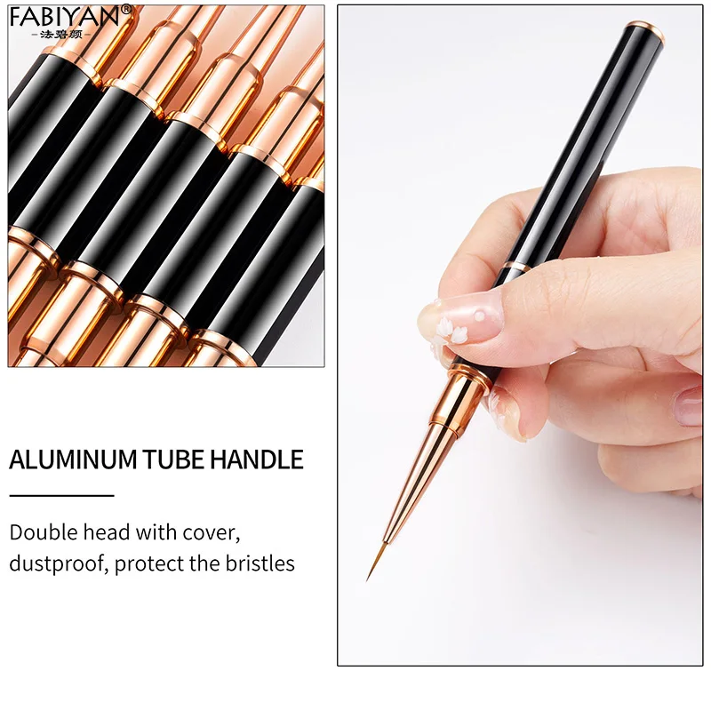 Double ended Nail Art Painting 5/7/9/11/15/20mm Nail Liner Brush Drawing Flower Striping Manicure Tools 5