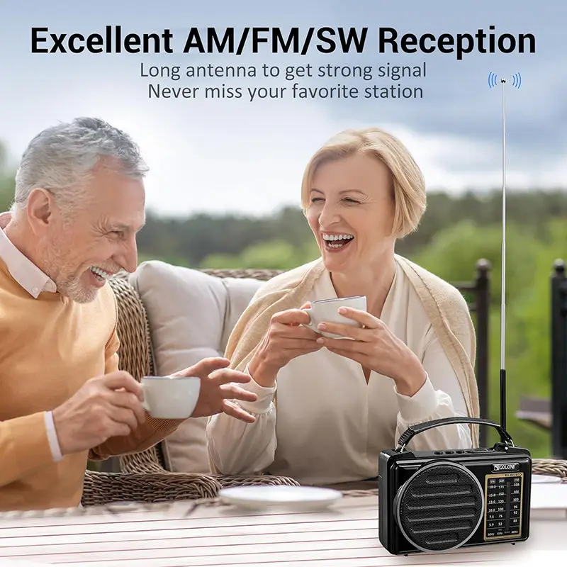 Portable FM AM SW Radio Full Band Radios Receiver Colorful Ambient Light Bluetooth Speaker Wireless TWS Connection Music Player