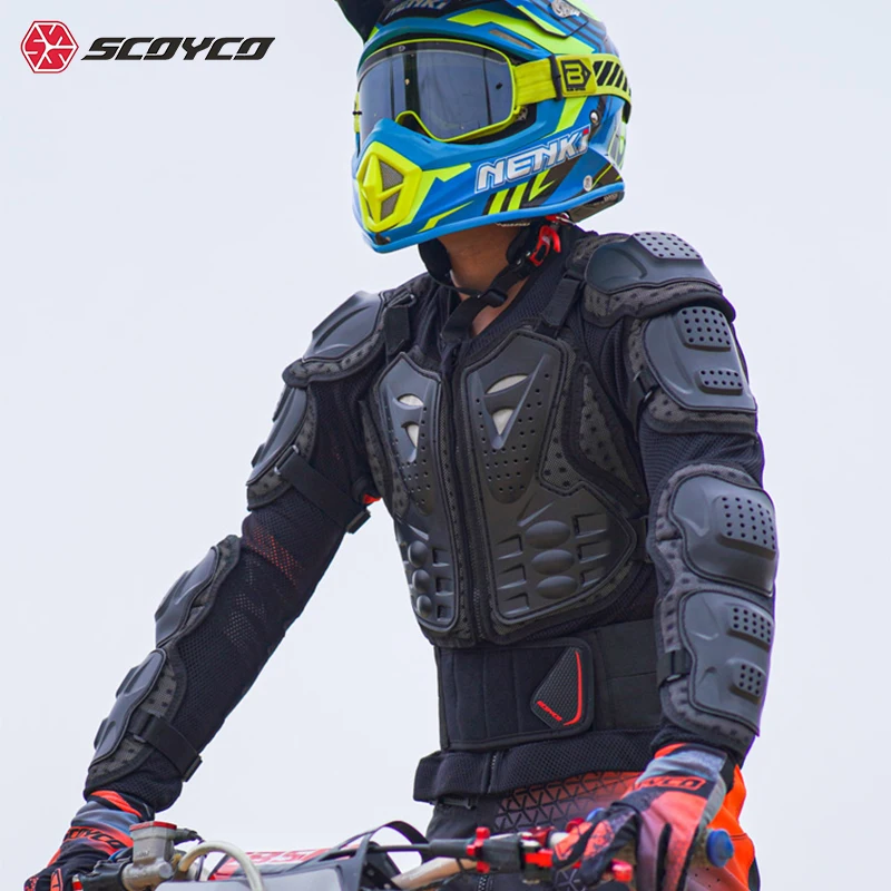 SCOYCO Motorcycle Body Armor Men Motocross Racing Armor Jacket Vest Dirt Bike MTB Anti-collision Anti-fall Chest Back Protective