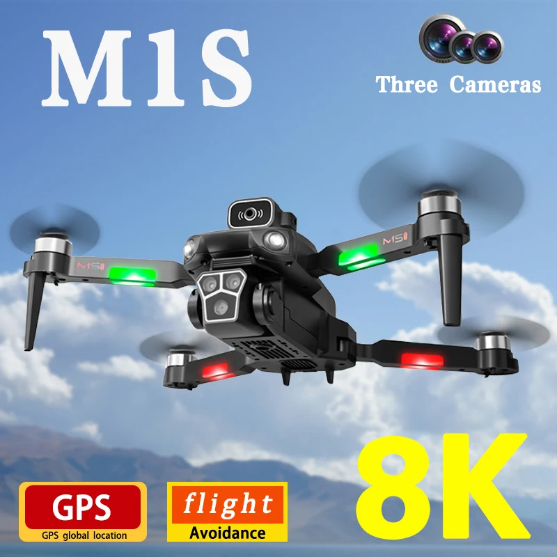 M1S 드론 8K 전문 3 카메라 브러시리스 모터, 장애물 회피 항공 사진, 접이식 리모컨 쿼드콥터