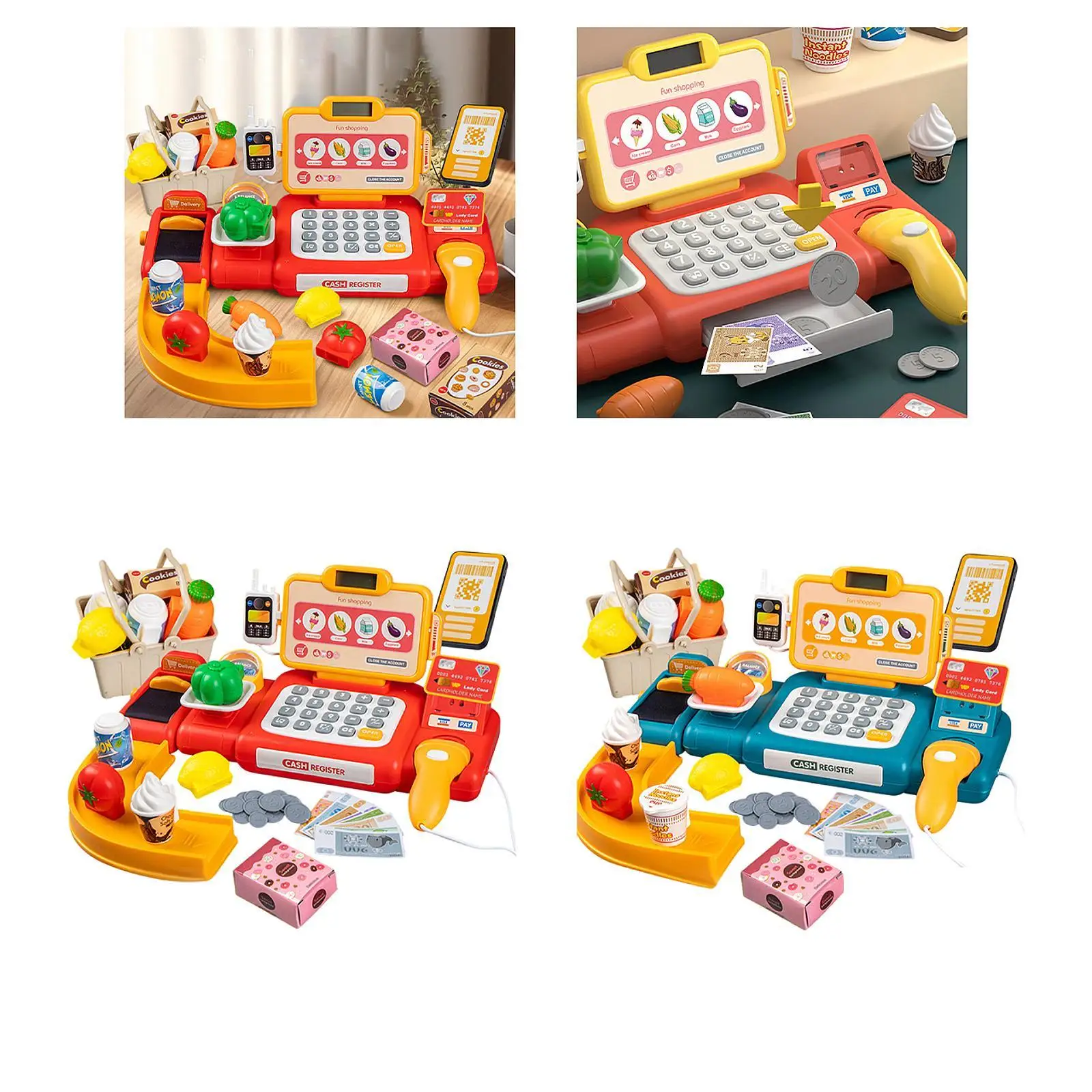 Kid Money Register Toy with Card Scanner Pretend Play Calculator Register Toys for Toddlers 3 + Years Old Girls Boys Baby Gifts 4