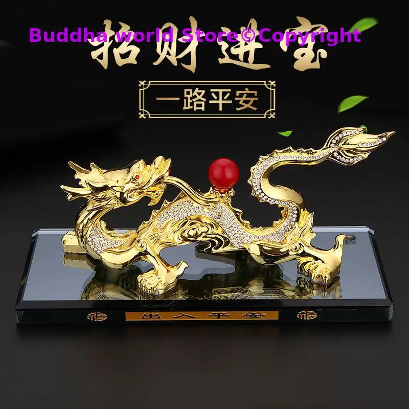 Buona Fortuna Home Office Company Shop Car Efficace Money Drawing Fiorenti Business Diamonds Golden Royal Dragon Brass Statue