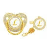 Luxury Zircon Baby Pacifier Clip 26 Letters Newborn Personalized Pacifiers Holder Bling Silicone Infant Teether Nipple Bpa Free 3