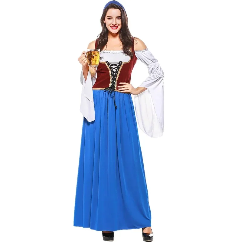 

Bavarian Traditional Dirndl Bar Party Beer Maid Waiter Fancy Dress German Oktoberfest Beer Girl Cosplay Costume