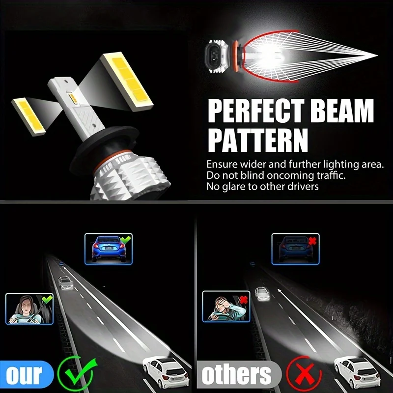 ڵ  6000K H4 H7 LED , H8 H9 H11 9005 9006 9012 工, ڵ  HB2 9003 HB4 ÷  ÷, 2 