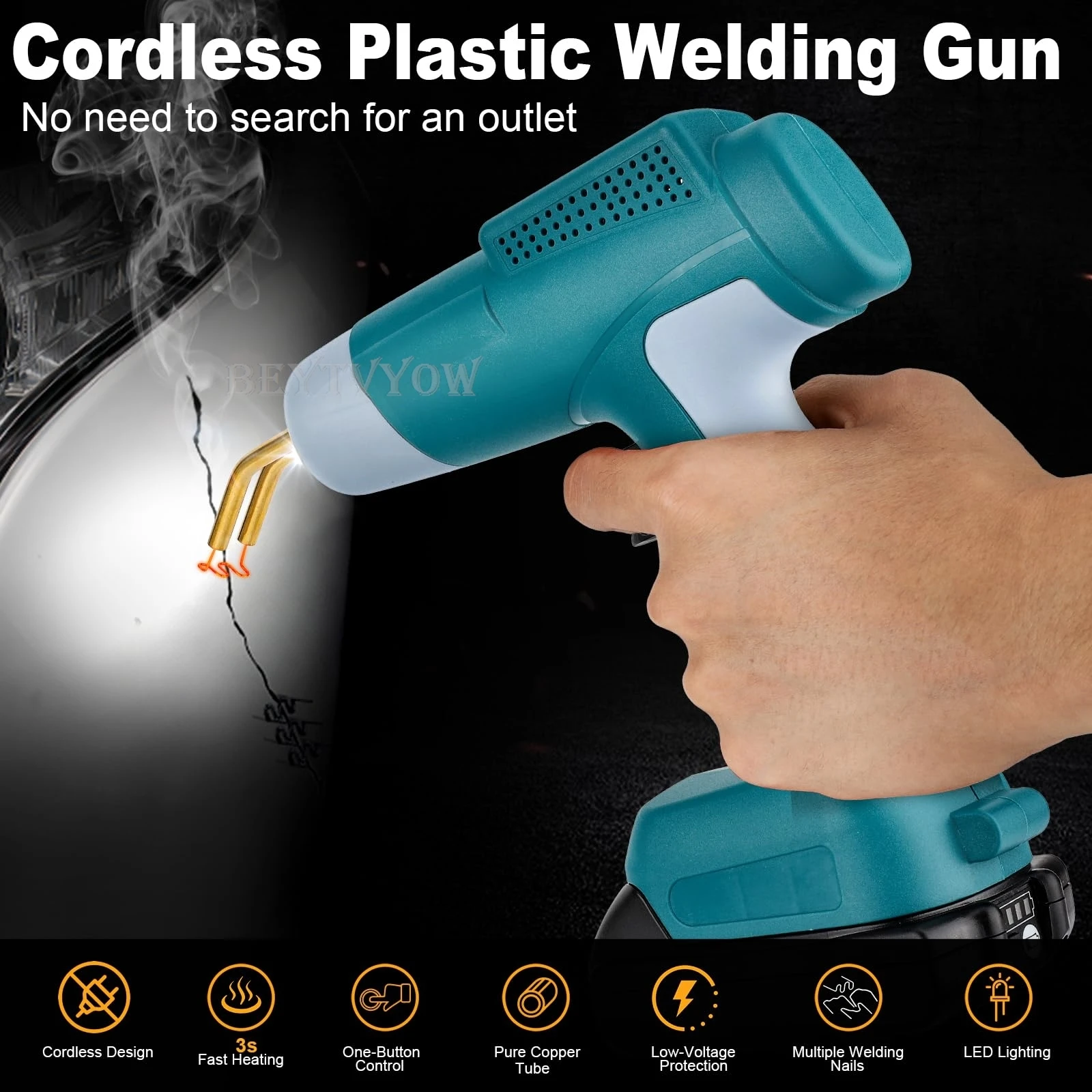 Cordless Plastic Welder Gun Compatible with Makita 18V Battery with 600PCs Hot S