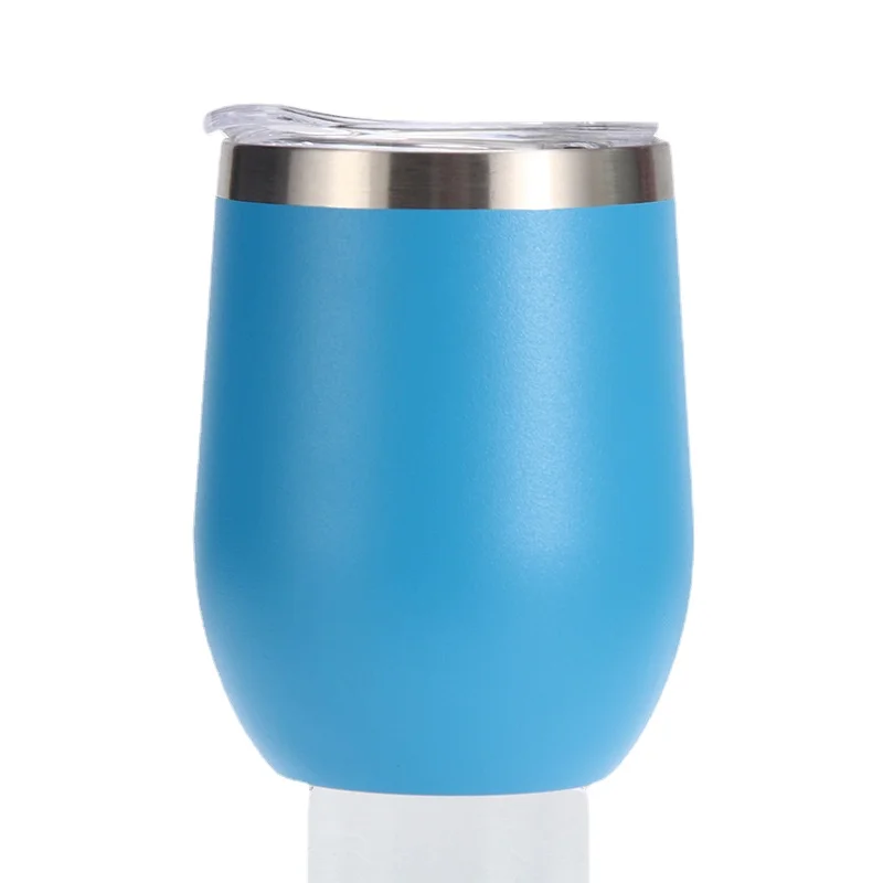 Gteller 12 oz in acciaio inossidabile Bicchieri senza stelo con coperchio, doppia parete isolato tazza da viaggio Perfetto per vino, caffè, bevande, champagne, cocktail (verde